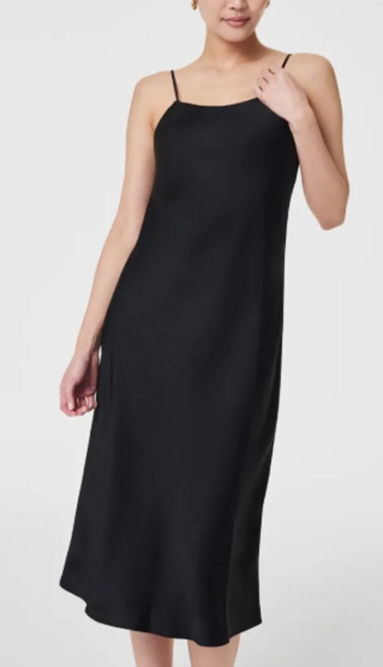New SPANX Crepe Reversible Slip Dress, Black Size Medium